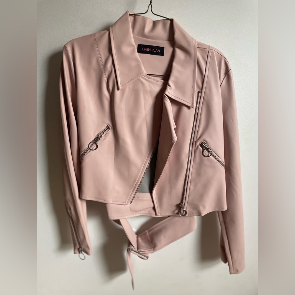 Pink Vegan Leather Jacket from Seoul - Worn once